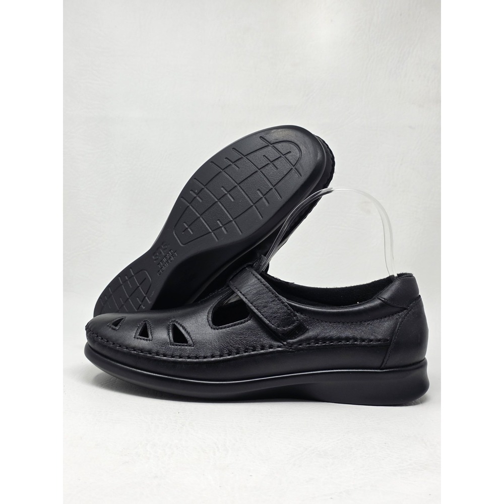 SAS Roamer Walking Shoes Black Leather Comfort Womens Size 8 Narrow Pre-owned